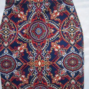 J. McLaughlin Floral Geometric Patterned Reversible Stretch Skirt Size M NWOT